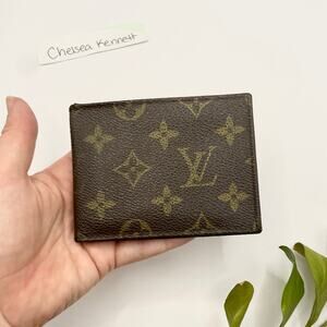 Louis Vuitton ID Card Holder Wallet Bifold Vintage Monogram Canvas 1985